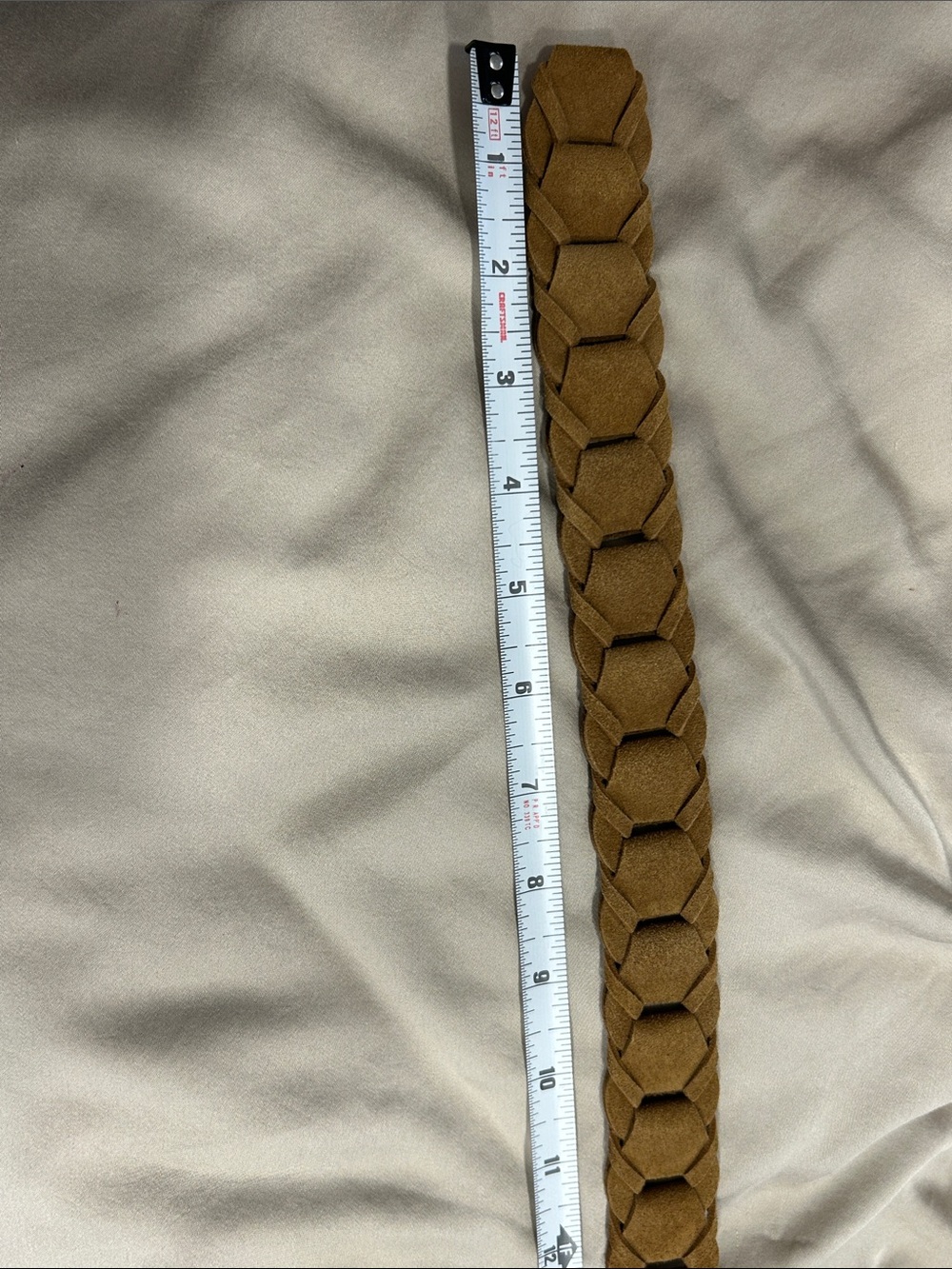 House of Harlow 1960 Braided Tan Suede Belt with Gold Buckle - Picture 8 of 9
